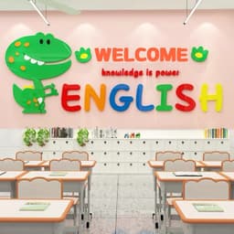 Tranh dán tường mica dán nổi english khủng long trang trí phòng ngủ, lớp học, trung tâm tiếng anh, khu vui chơi cho bé 1