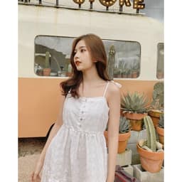 [Xả kho nghỉ bán] Đầm nữ trắng maxi hai dây dáng dài hoạ tiết hoa cúc Đầm 2 dây trắng xô basic đi biển Đầm nữ hoa cú 7