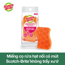 Miếng rửa chén hạt nổi không trầy xước Scotch Brite 3M đa năng, mút kháng khuẩn, không bám cặn màu cam/xanh 2
