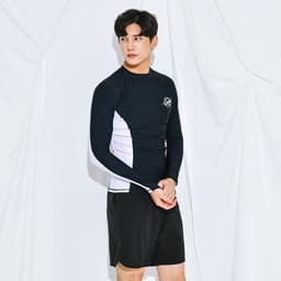 Bộ bikini , bộ đồ bơi nam nư dài tay, quần đùi đen trắng năng động, trẻ trung 3