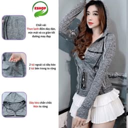 Áo Khoác Nữ Bigsize ESHOP AK01 Form Rộng Có Mũ, Áo Chống Nắng Thun Lạnh Cotton Dày 47-78kg 4