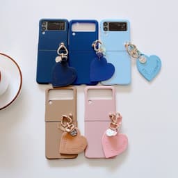 [CÓ SẴN] Ốp Samsung Z Flip 3 - ZFlip 3 - ZFlip3 5G màu pastel ngọt ngào kèm bộ charm treo tim dễ thương cute 7