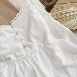 [Xả kho nghỉ bán] Đầm nữ trắng maxi hai dây dáng dài hoạ tiết hoa cúc Đầm 2 dây trắng xô basic đi biển Đầm nữ hoa cú 6