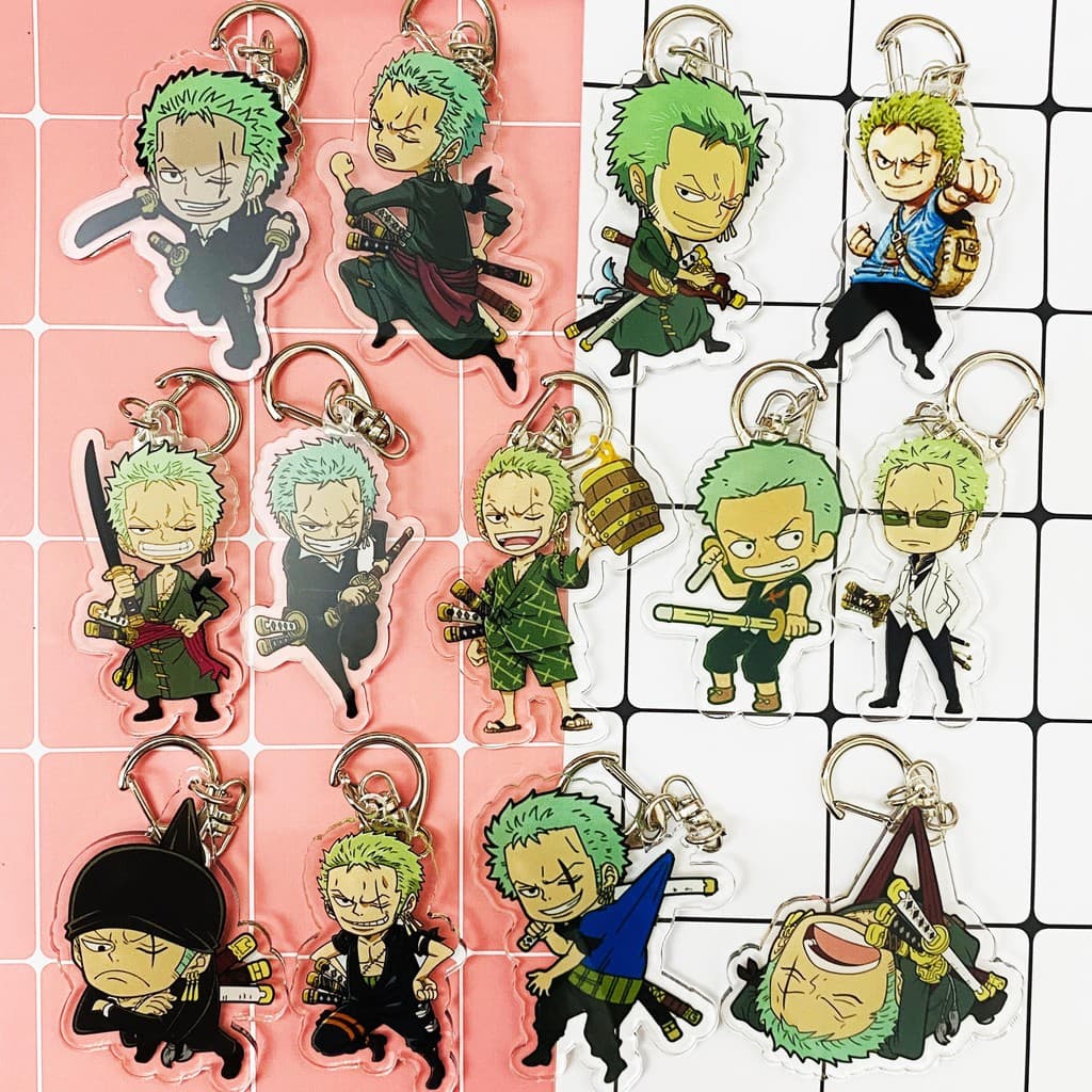 (Mua 1 tặng 1) Móc khóa One Piece Đảo Hải Tặc Zoro quà tặng xinh xắn dễ thương in hình anime chibi