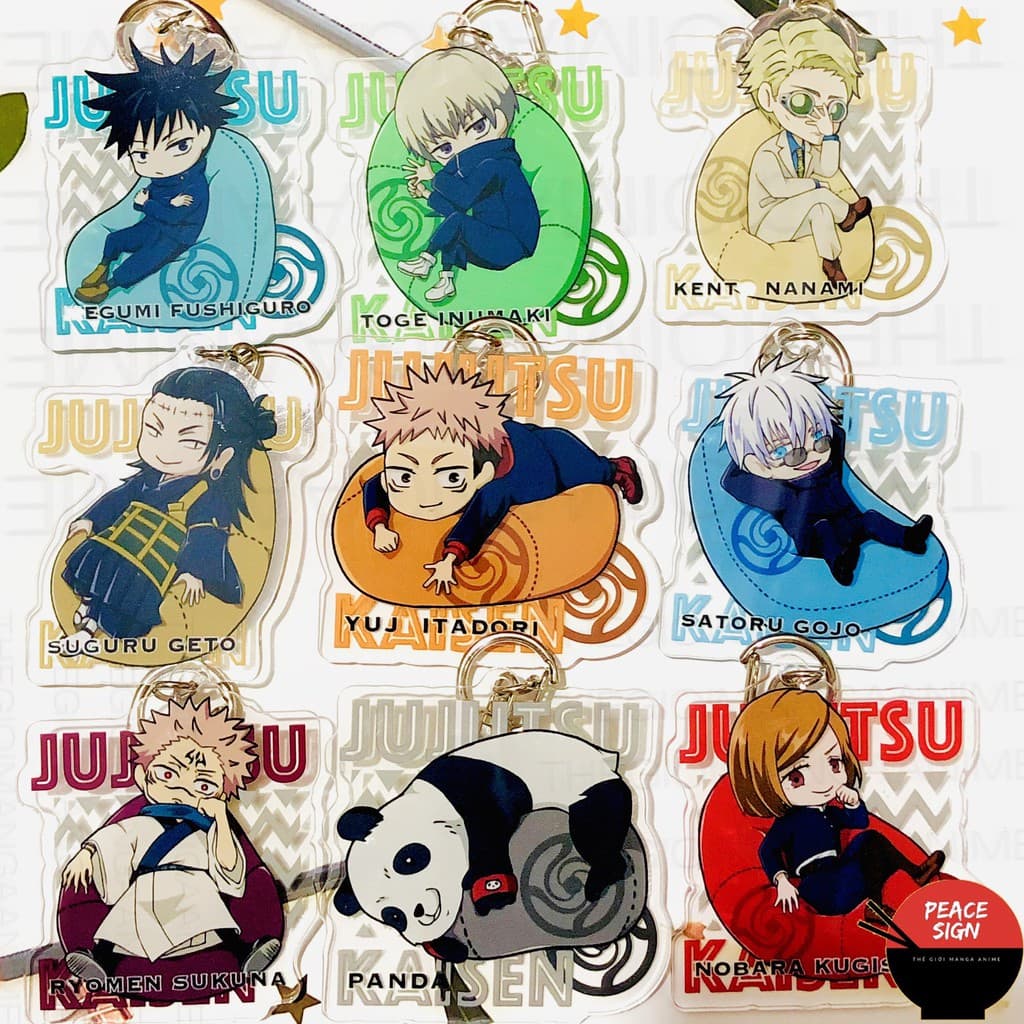 (mua 1 tặng 1) ( Mica trong acrylic ) Móc khóa JUJUTSU KAISEN ver NẰM ĐỆM Chú Thuật Hồi Chiến anime chibi xinh xắn