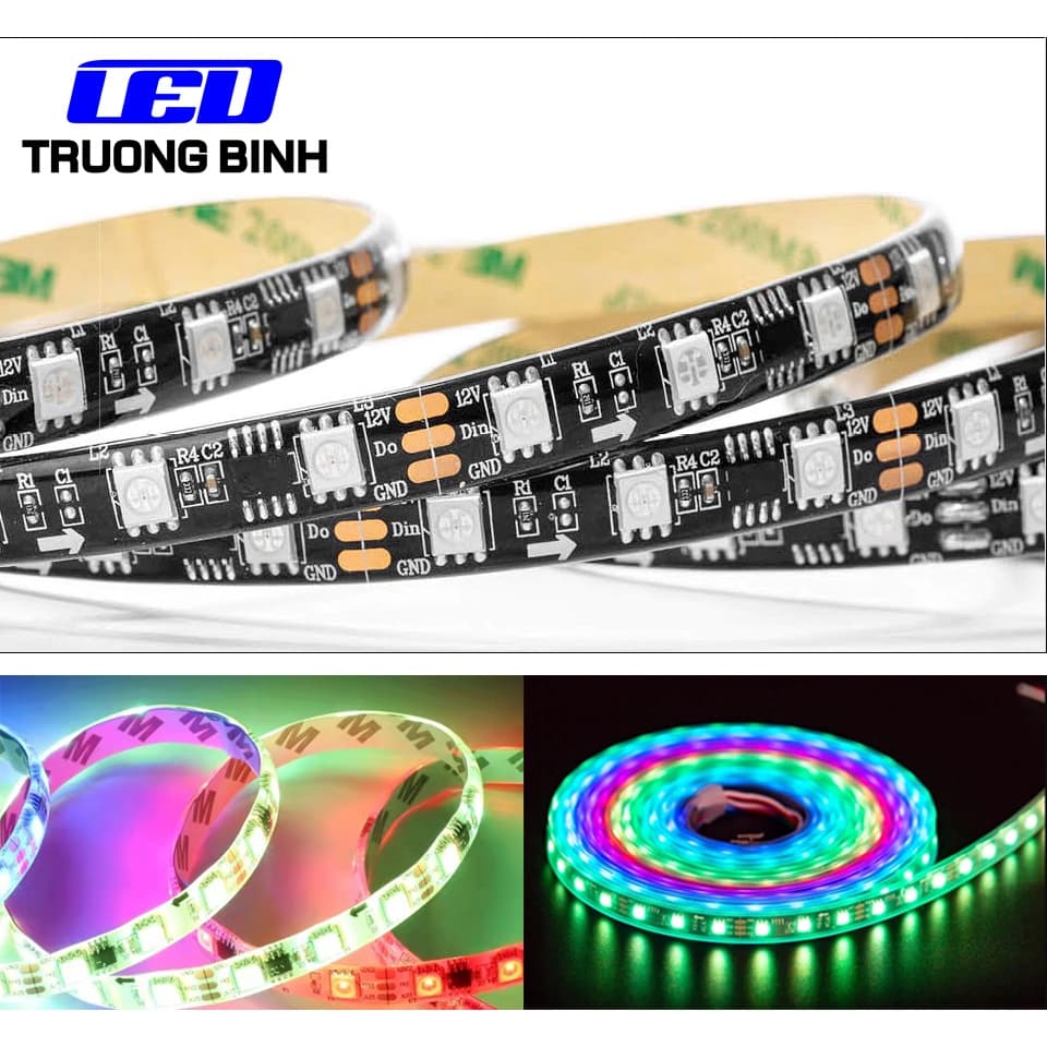 ĐÈN LED DÂY FULL MÀU WS2811 60LED/MÉT CUỘN 5 MÉT ĐIỆN ÁP 12V