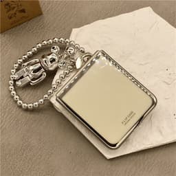 [ORDER] Ốp Samsung Z Flip 4 - ZFlip3 - Z Flip3 - Flip4 5G viền tráng gương tím kèm dây gấu bearbrick bạc cá tính cute 5