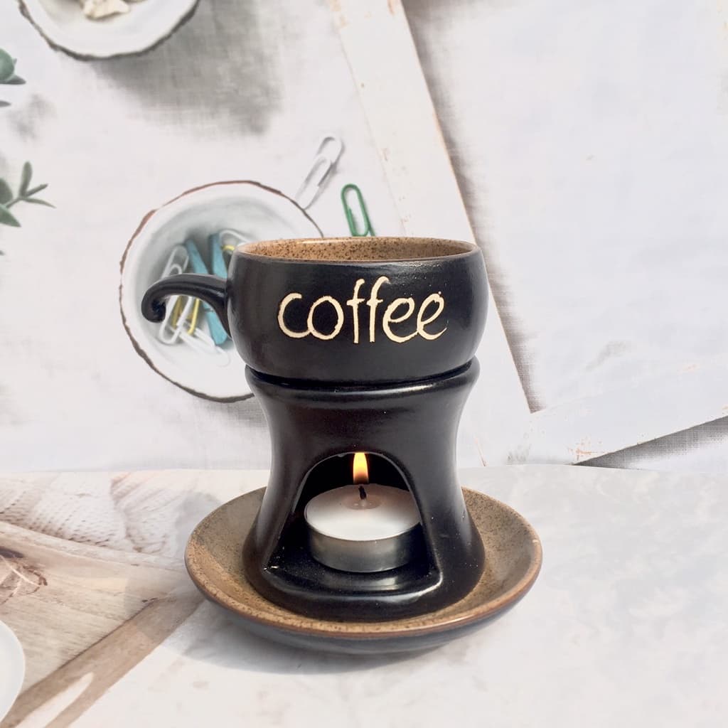 Bộ Bếp Tách Trà đun hâm nóng☕ coffee/ cà phê/ coffee Bát Tràng☕ (Tặng kèm 1 nến) S161