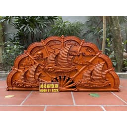 Tranh Quạt Thuận Buồm Xuôi Gió Gỗ Hương kích thước 60*120cm,ván 5cm 5