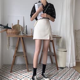 Váy A Ngắn Lưng Cao Xẻ Cá Tính 2