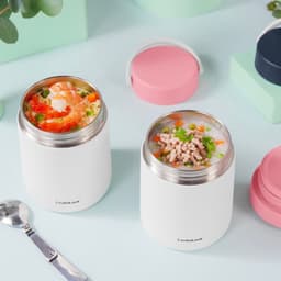 Hộp cơm giữ nhiệt LocknLock LHC8042 700ml - Hàng chính hãng, 2 ngăn kèm muỗng inox - JoyMall 5