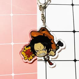 (Mua 1 tặng 1) Móc khóa mica One Piece Đảo Hải Tặc ver TREO NGƯỜI Luffy Ace hình in 2 mặt 5
