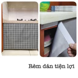 Rèm dán đa năng không cần đóng đinh khoan tường vải kẻ caro 4