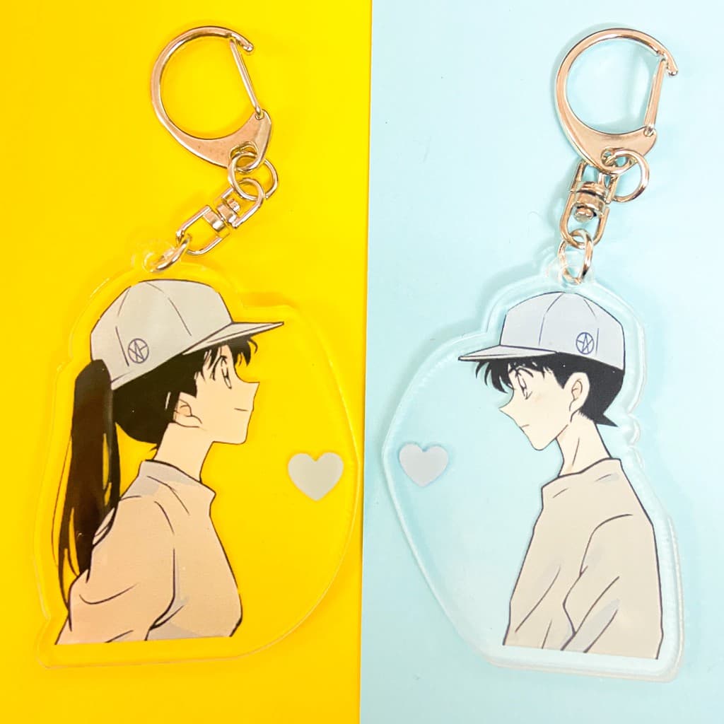 (mua 1 tặng 1) ( Mica ) Móc khóa CONAN DETECTIVE RAN LOVE SHINICHI shinran quà tặng in hình anime chibi