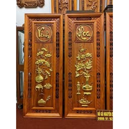 Bộ tranh tứ quý" vinh hoa phú quý" gỗ hương dát vàng kích thước 37*107,dày 4cm 4