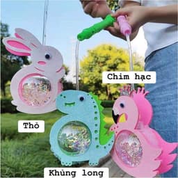 Lồng đèn trung thu hình thỏ hồng phát sáng mẫu mới hottrend tích hợp sẵn p.in 3