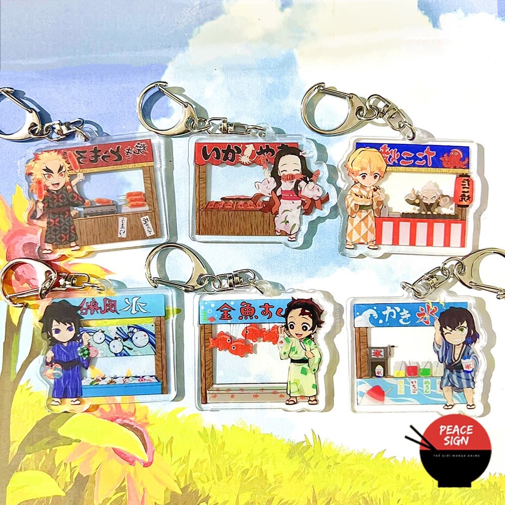 (mua 1 tặng 1) ( Mica trong acrylic ) Móc khóa KIMETSU NO YAIBA ver HỘI CHỢ anime chibi game xinh xắn
