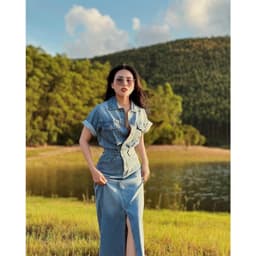 Váy Jeans dáng dài chữ A phong cách ulzzang | (ảnh thật shop chụp) 2