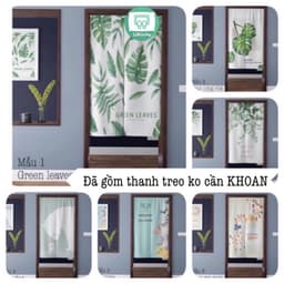 Rèm cửa IN HOA kiểu Nhật Noren loại 2 MẢNH (Đã bao gồm thanh treo rèm) 1