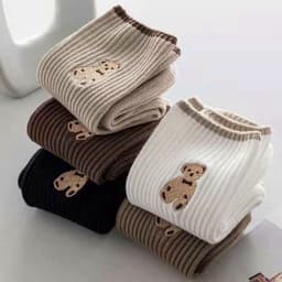 T02 Sét 5 Đôi Tất Gấu Tất Gấu Cổ Cao Siêu Đẹp Sang Chảnh Và Thời Trang Phong Cách Hàn Quốc. 3