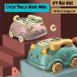 Đồ chơi ô tô điện thoại mèo chạy pin phát nhạc đáng yêu cho bé - ĐTM 1