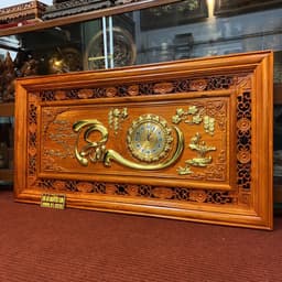Tranh Đồng hồ chữ tâm:dát vàng loại 1 2