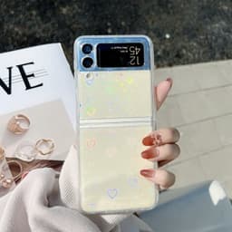 [CÓ SẴN] Ốp Samsung Z Flip 3 - ZFlip 3 - ZFlip3 5G nhựa cứng in tim cầu vồng kèm dây ngọc 6