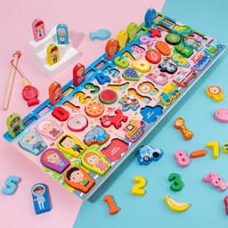 Bộ Bảng Gỗ Câu Cá Học Chữ, Học Số, Ghép Hình Học Động Vật, Trái Cây Đồ Chơi Phát Triển Trí Tuệ Cho Bé 2