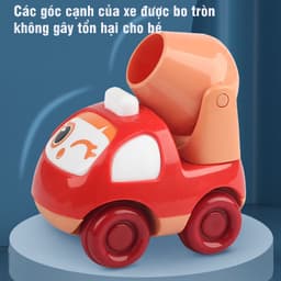 Bộ đồ chơi ô tô quán tính mi ni hoạt hình mô tả xe công trình, xe kỹ thuật, xe thang, xe cứu hộ đẹp và dễ thương 4