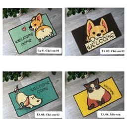 Thảm chùi chân cửa ra vào dạng nhựa rối hình chó mèo tiện dụng giá rẻ 2
