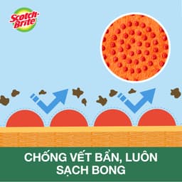 Miếng rửa chén hạt nổi không trầy xước Scotch Brite 3M đa năng, mút kháng khuẩn, không bám cặn màu cam/xanh 3