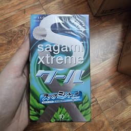 Bao cao su Sagami Xtreme Spearmint, hương bạc hà mát lạnh, kéo dài thời gian, Hộp 10 cái 5
