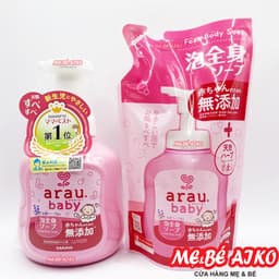 Combo Bọt Tắm Gội, Sữa tắm cho bé Arau Baby Chai 450ml + Túi 400 ml 6