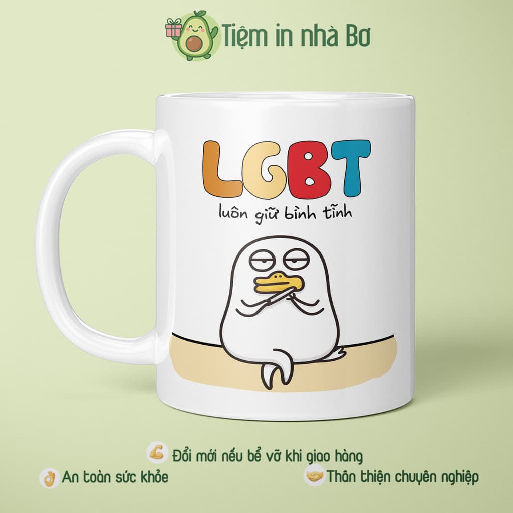 Ly cốc sứ LGBT - luôn giữ bình tĩnh quà tặng bạn bè đồng nghiệp hài hước, ý nghĩa dễ thương