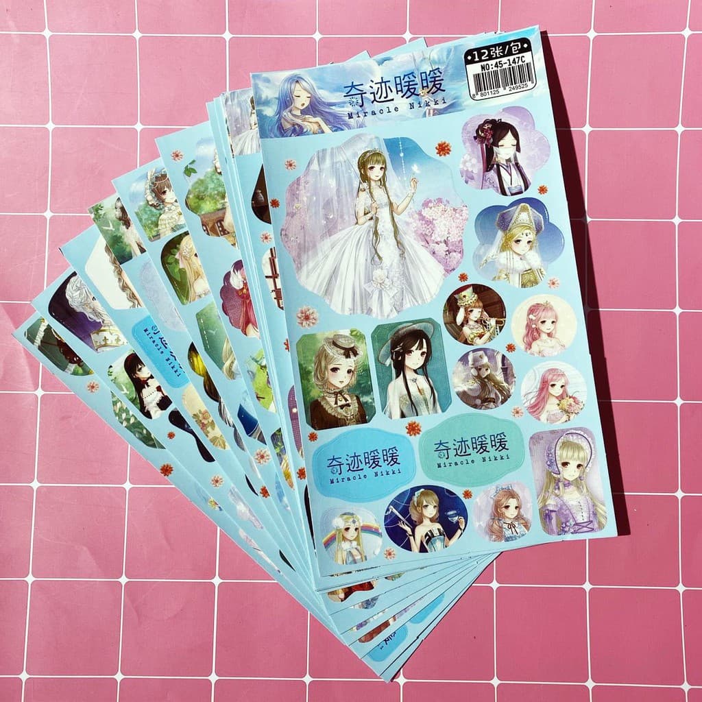 Ảnh dán 12 tấm sticker NGÔI SAO THỜI TRANG in hình anime chibi