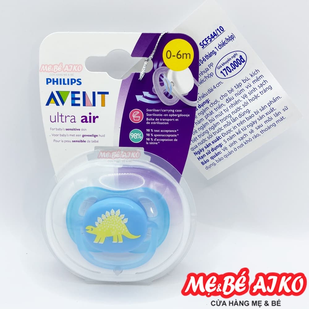 Núm ty ngậm Philips Avent thông khí - Hình Nhân Vật Ngộ Nghĩnh, Núm Đơn Có Hộp Cho Bé Từ 0-6 Tháng Và 6-18 Tháng
