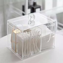 Hộp đựng bông tẩy trang và tăm bông bằng mica trong suốt cao cấp , hộp đựng trang sức tiện lợi 2