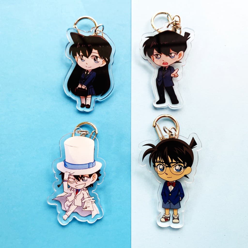 (mua 1 tặng 1) ( Mica trong acrylic) Móc khóa Conan Thám tử lừng danh Kid ver cute in hình anime chibi