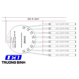 SP608E ĐIỀU KHIỂN LED FULL MÀU ARGB WS2812B WS2811 UCS1903 NHÁY THEO NHẠC 8 CỔNG ĐỘC LẬP HỖ TRỢ APP 5