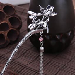 TRÂM CÀI TÓC CỔ TRANG HOA SEN HOA NHÍ MÀU BẠC - Bộ Sưu Tập Trâm Hoa Mẫu Đơn Hoa Hồng Sen Đá 5