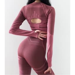 Bộ tập gym nữ, đồ tập thể thao chun dệt hồng viền 3