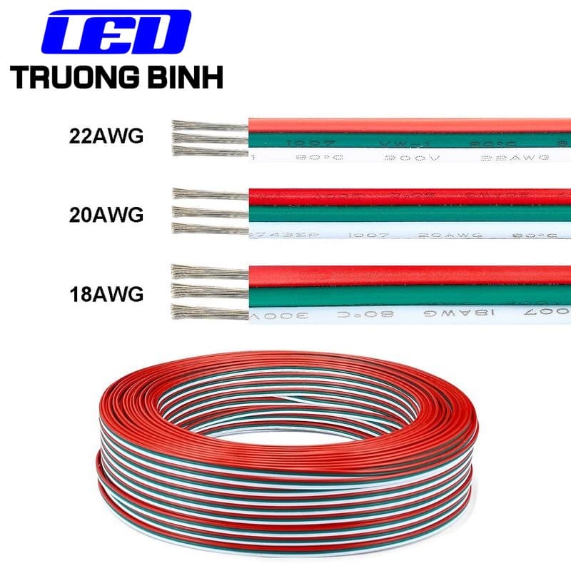 DÂY ĐIỆN 3 LÕI MẠ THIẾC 3PIN CHỐNG OXY HÓA AWG22 AWG20 AWG18 CHO LED FULL MÀU ARGB WS2812B WS2811