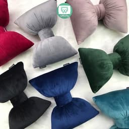 Gối tựa đầu ô tô vải nhung cao cấp hình nơ sang chảnh 1