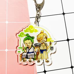 (mua 1 tặng 1) Móc khóa mica One Piece Đảo Hải Tặc ver cả nhóm Luffy hình in 2 mặt 7