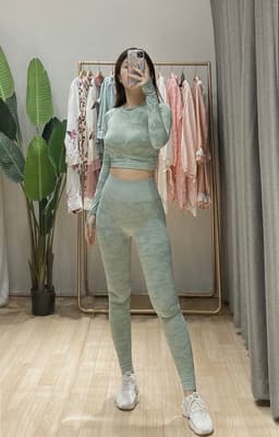 Đồ tập gym , bộ đồ tập thể thao nữ dài tay xanh mint Gymshark 4