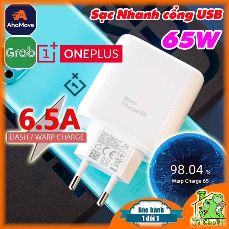 [ZIN BÓC MÁY] Sạc Nhanh Warp Charge 65W CỔNG USB-A Chính Hãng OnePlus 9RT/ NORD 2 / CE 2 5G
