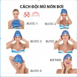 Mũ bơi người lớn trẻ em cho bé silicon dẻo êm mềm chống nước vào tóc dùng cho thi đấu bơi lội 5
