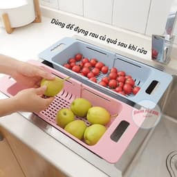 Khay, rổ gác bồn rửa chén bát Việt Nhật (5613) thông minh gấp gọn, điều chỉnh kích thước gài tiện lợi -Buôn rẻ 00662 2