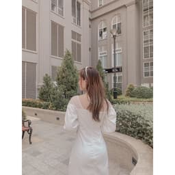 Đầm nữ trắng dự tiệc phối ren - Váy nữ trắng thiết kế tay lỡ - Đầm kaki nữ ren 8