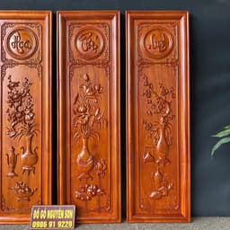 Bộ Tranh Tứ Bình Gỗ Hương Sơn Pu cao cấp 4